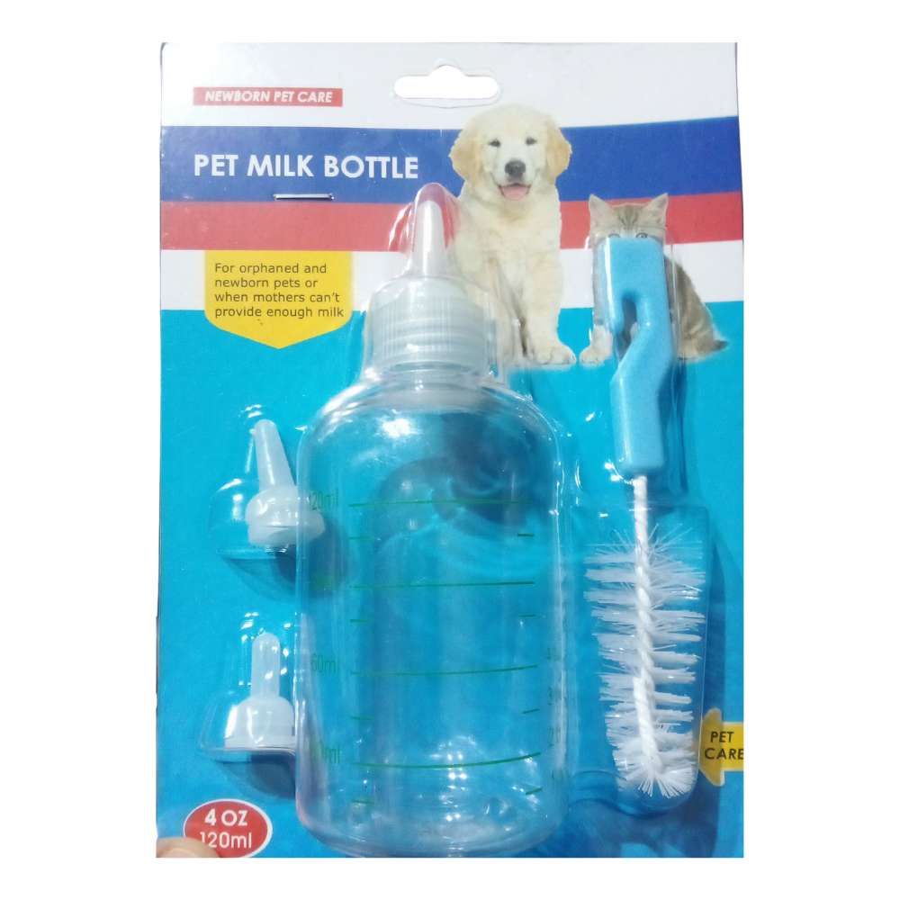 Botella para leche de mascotas. Tetero para perros y gatos 120 ml.