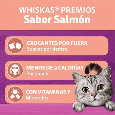 Whiskas caja de snacks sabor salmón 22 unidades de 40 grs