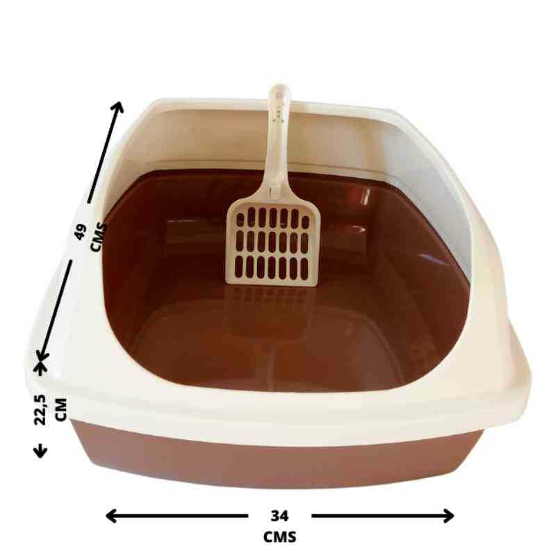 caja de arena para gatos con pala color marron