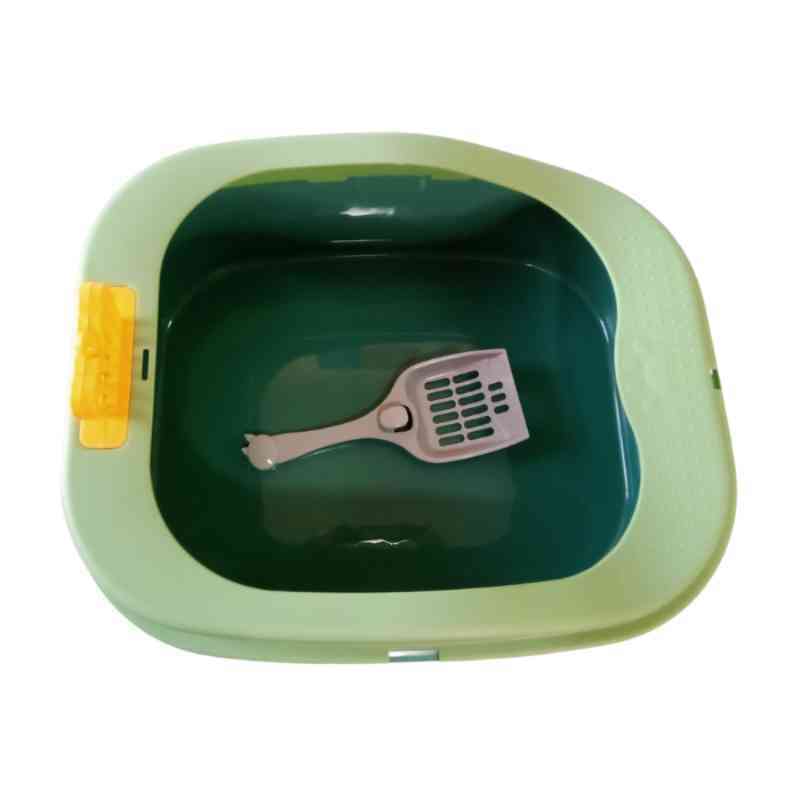 caja de arena para gatos con pala color verde claro y verde oscuro