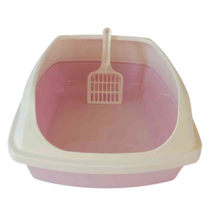  caja de arena para gatos con pala incluída color rosado con blanco