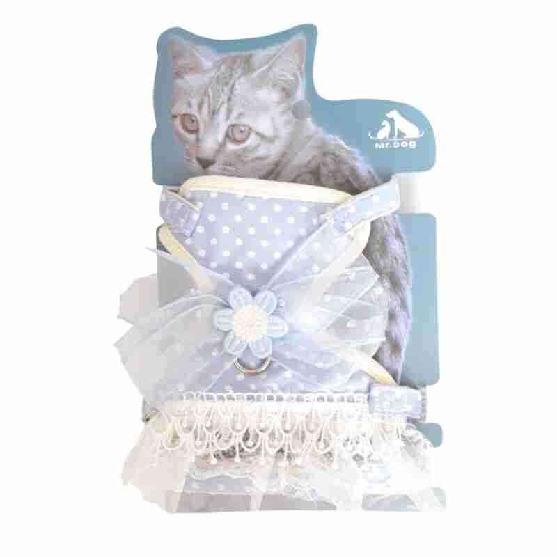 Arnés para gato vestido de princesa color azul