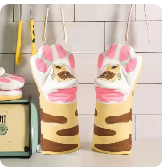 Par de Guantes para Hornear con Diseño de Gato